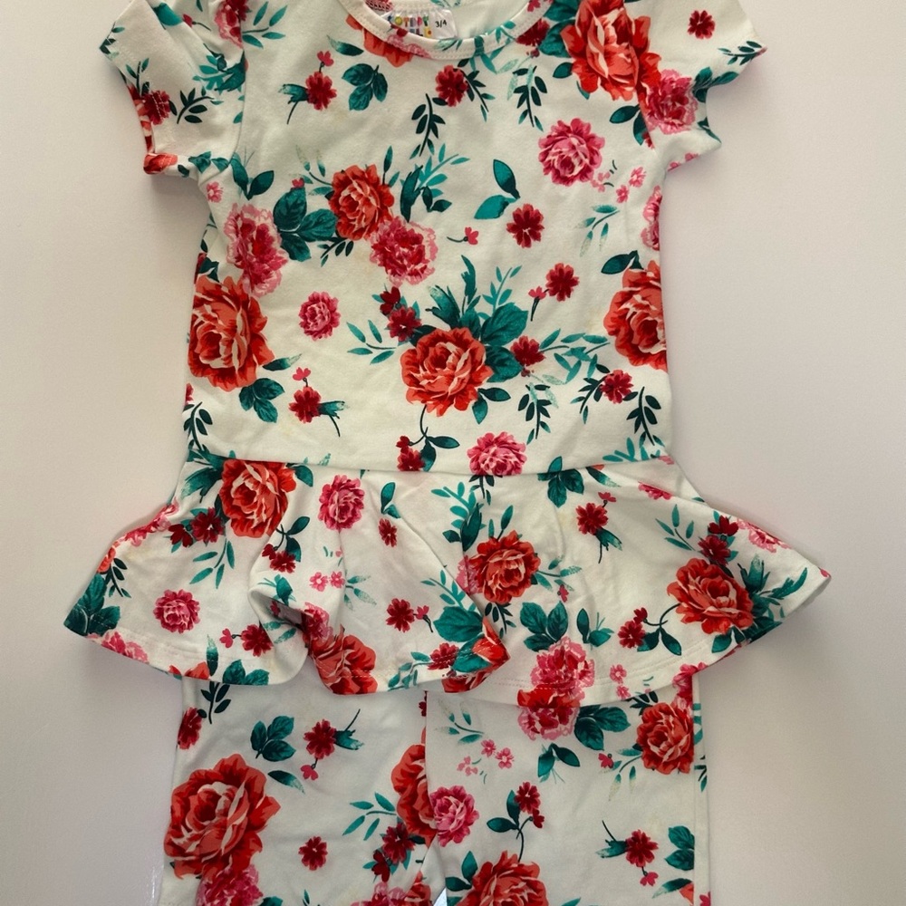 Dot Dot Smile Toddler Girls’ Floral Peplum Romper - Size 3/4